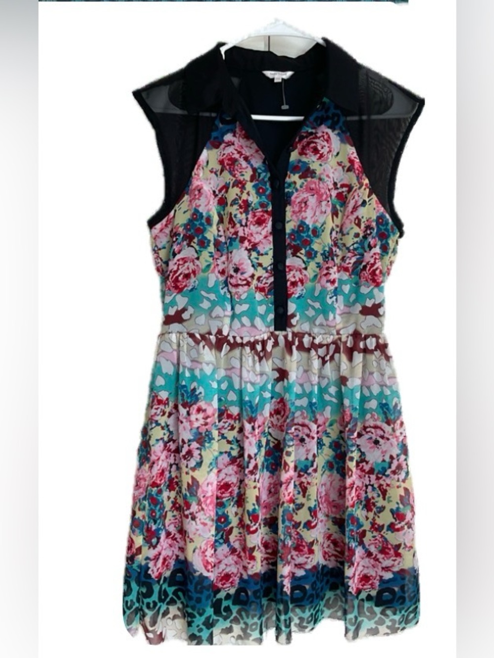 ***Stella Tweed***Sleeveless Floral Chiffon Mini Dress in Multi-Color